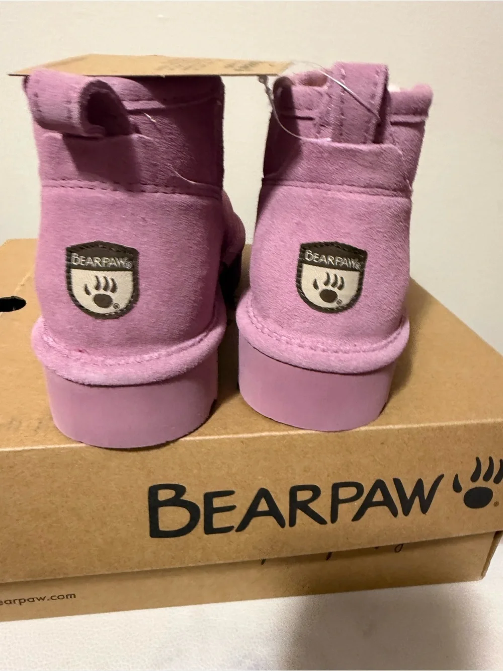 BearPaw Mauve Pink Suede Platform Short Boots